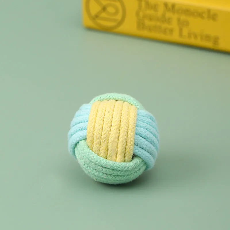 Handmade blue powder and green cat plush ball toy measuring 5cm.