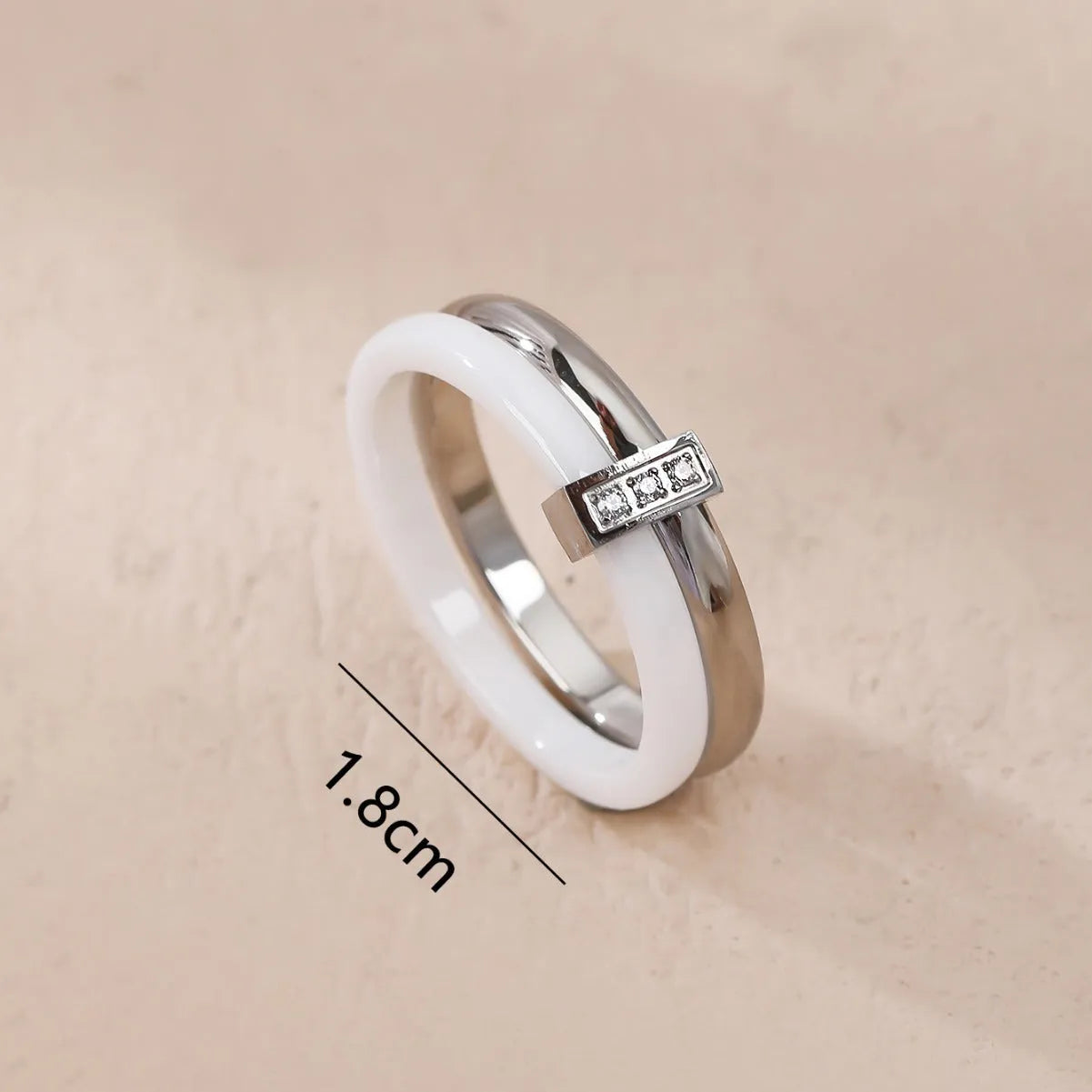 Women's titanium steel heart-shaped double ring with inlaid zirconium stones in gold black finish