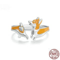 Sterling silver Corgi cartoon ring for women with electroplated finish, colour SCR1014-E