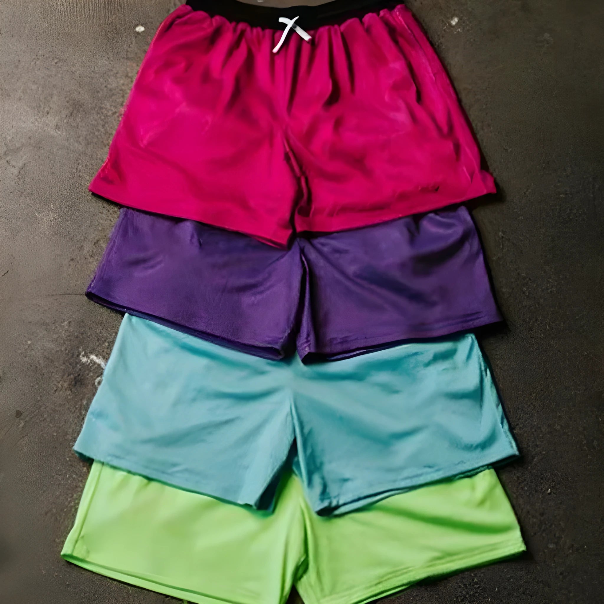 Men's solid colour mesh quick-drying shorts for summer running and fitness.