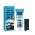 Car window oil film removal cream bottle with sponge applicator for automotive glass cleaning
