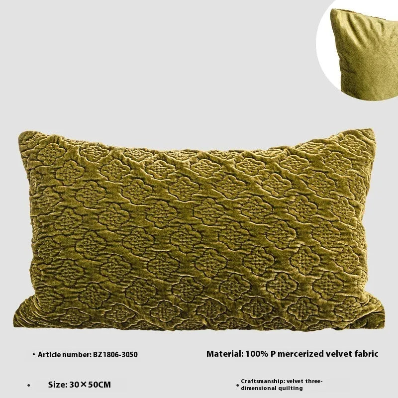 Chinese antique style quilted cushion pillow in brown gold, autumn green, or beige colours