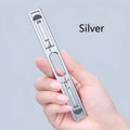 Aluminium laptop cooling bracket with adjustable height in dark grey or silver on desktop