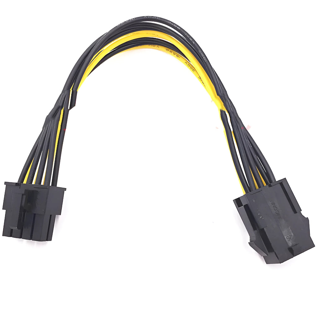 6-pin to 8-pin graphics card power extension cable showing both connector types