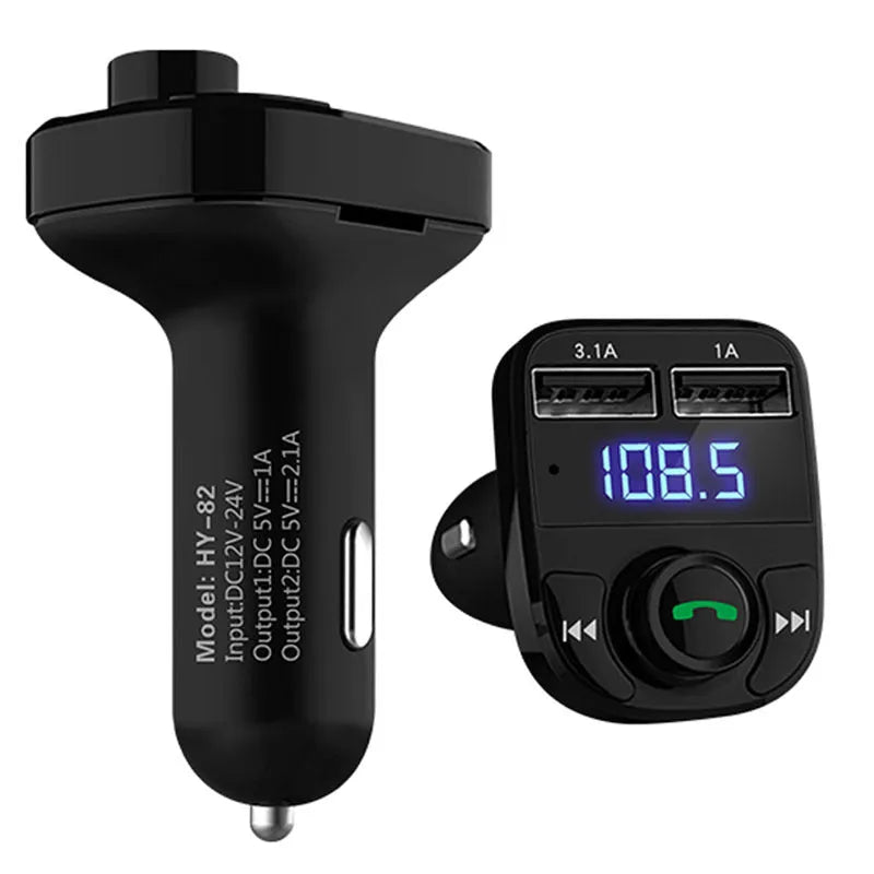 Car MP3 Bluetooth audio player with LED screen and dual USB charger for handsfree calling