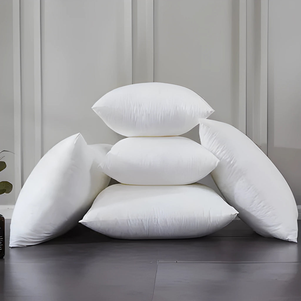 White cotton throw pillow with detachable cover in large rectangular size for sofa or bed
