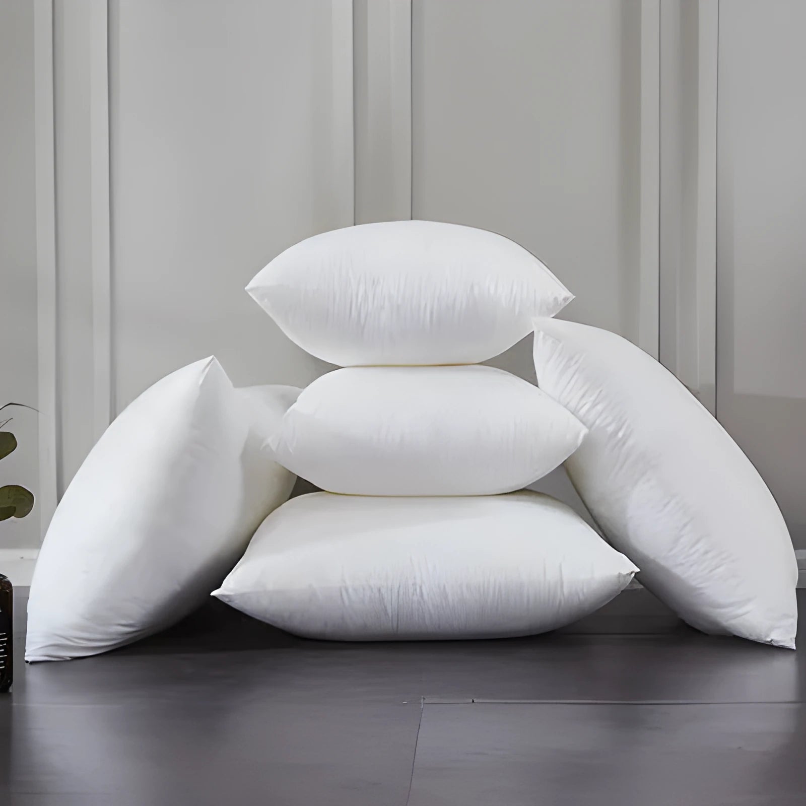 White cotton throw pillow with detachable cover in large rectangular size for sofa or bed