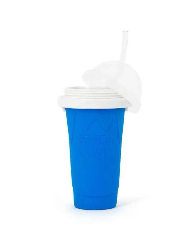 Quick refrigeration pinch cup in blue, double layer food grade silicone, 10.6x20.6cm, 300ml or 350ml
