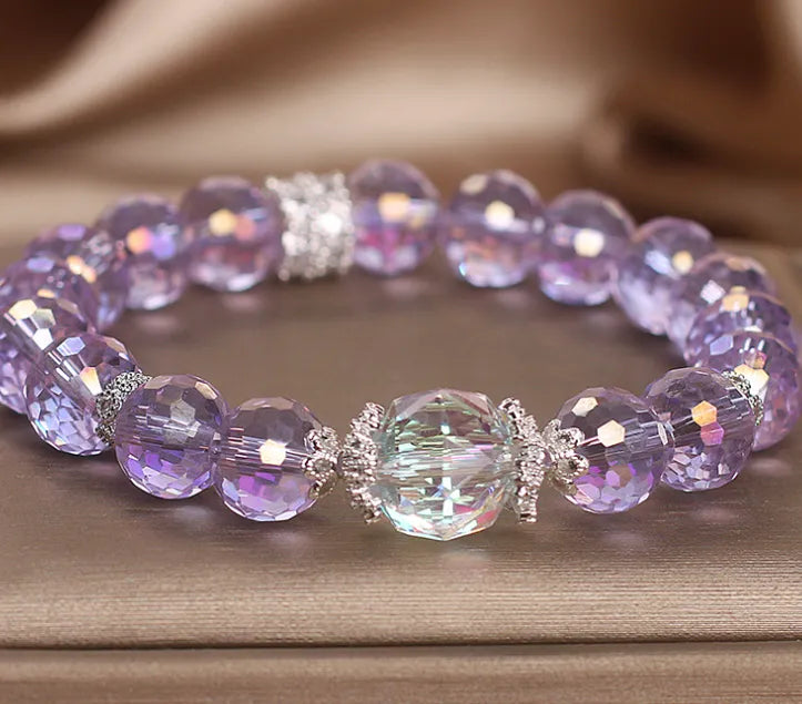 Austrian amethyst style artificial crystal bracelet in purple for women light luxury minority design