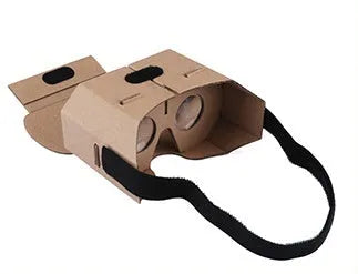 Cardboard virtual reality glasses for smartphones with photo colour design.