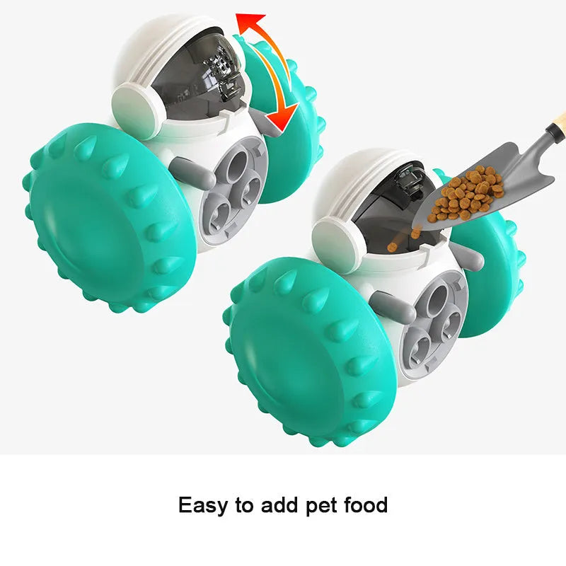 Interactive Dog Treat Leaking Toy puzzle tumbler slow dispenser for small large dogs, black colour with treat inside