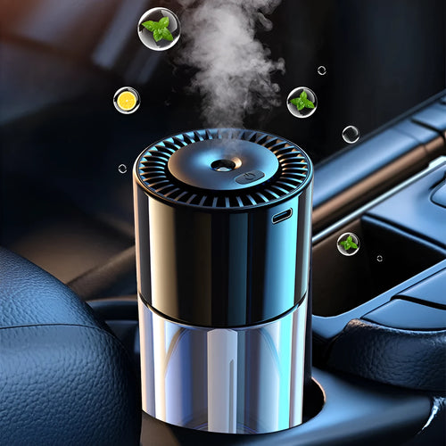 Plug-in perfume humidifier with glass seat measuring 12.7cm tall