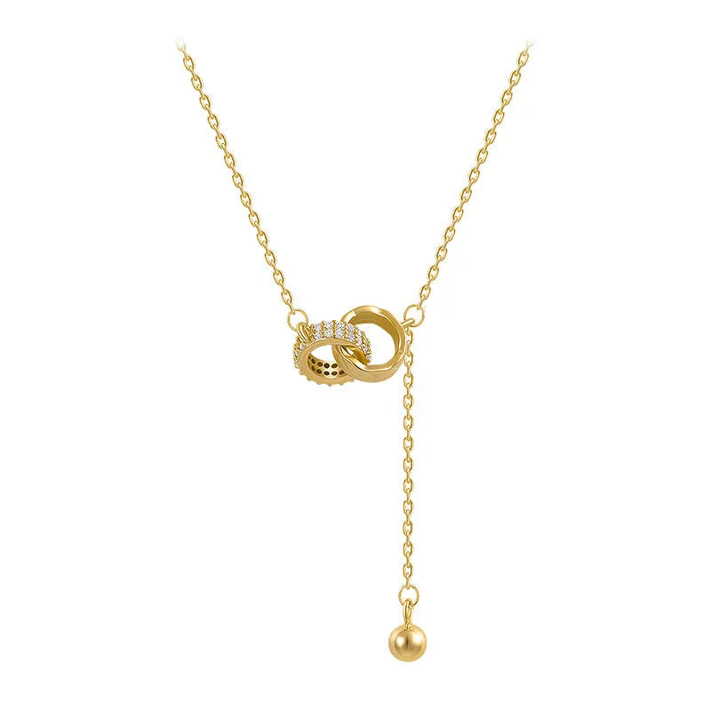 Gold necklace clavicle chain on display showing pendant-free design and gold plating finish