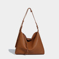 Large capacity caramel coloured underarm shoulder messenger bag made from soft PU material