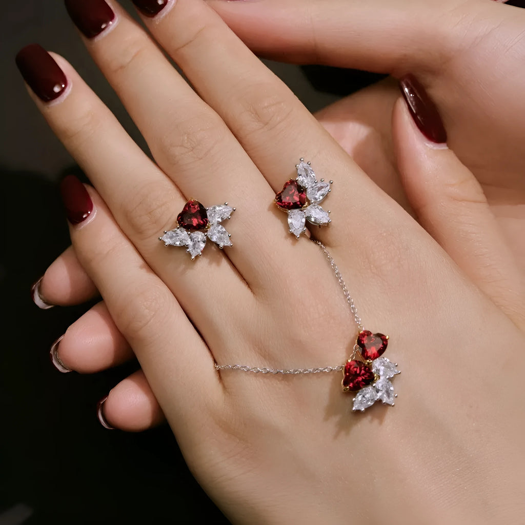 S925 sterling silver stud earrings and necklace set with hexagon and octagon geometric design