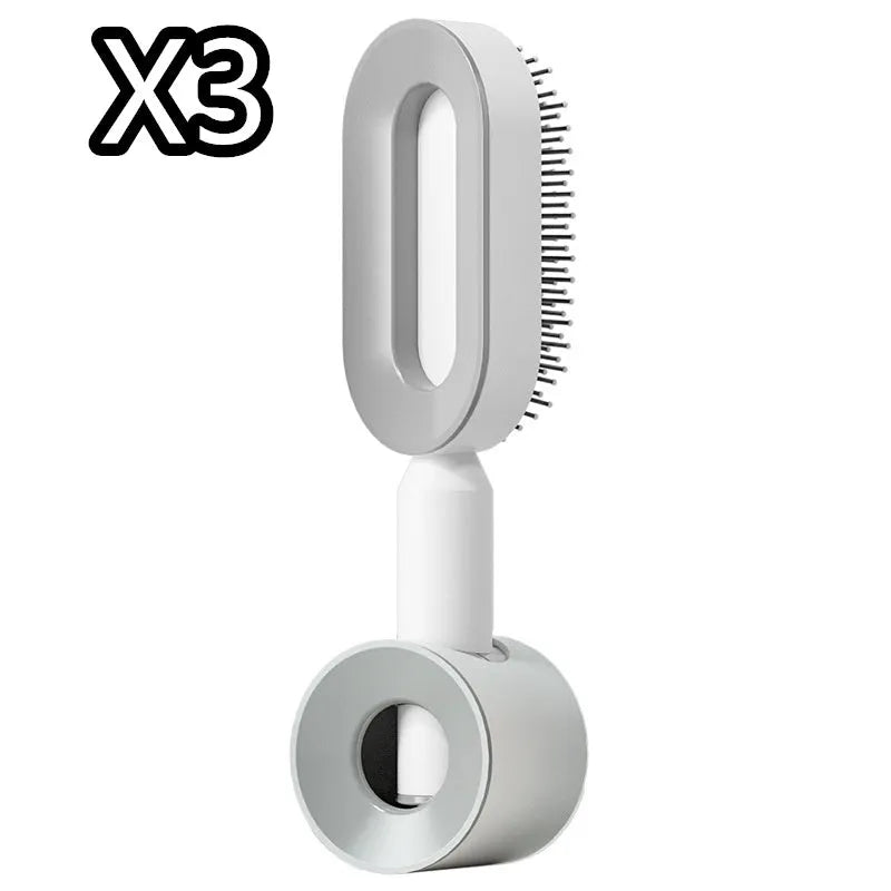 Self-cleaning hair brush with air cushion design and one-key cleaning function in various colour options