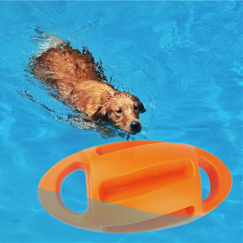 Floating bite-resistant dog vocal toy made from TPE, 20x9x9cm, 185g, in Blue or Orange