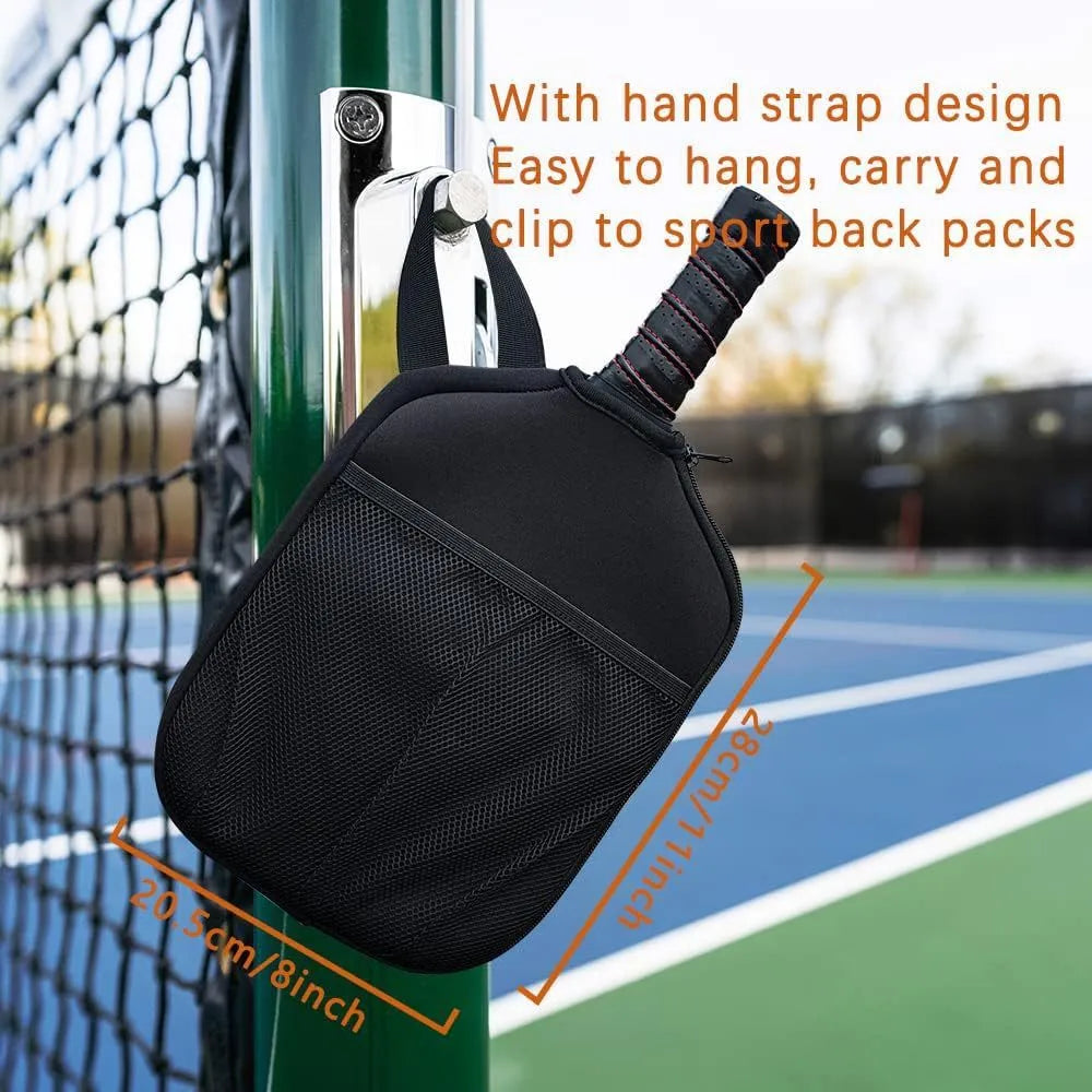 Black Lu Ding rubber badminton racket bag set with lanyard net pocket and pick ball bag on grass