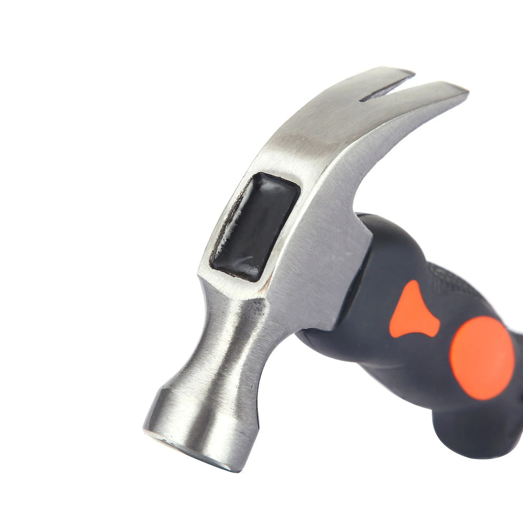 Nail hammer with high carbon steel head, non-slip handle, and pull-out staple function for carpentry and home repairs