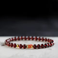 Wine red garnet bracelet for women with micro glass beads in Chinese style