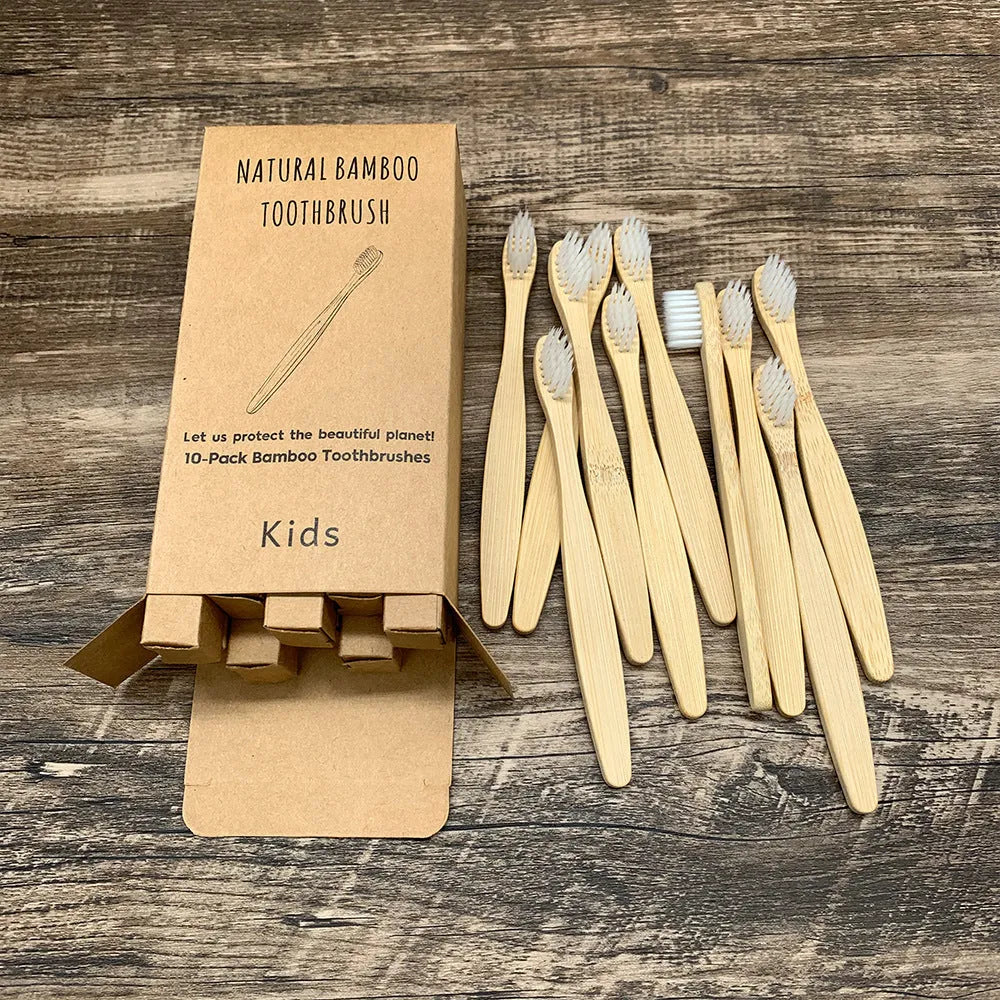Eco friendly bamboo soft fibre toothbrush with biodegradable handle for adults