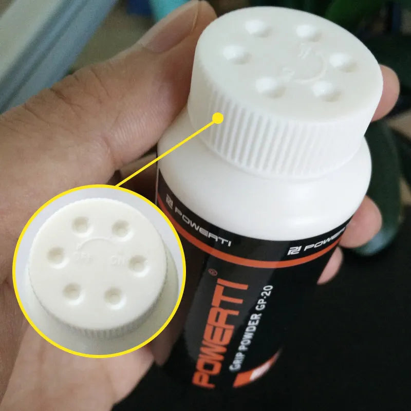 White container of magnesium carbonate sports anti-slip powder for badminton and weightlifting