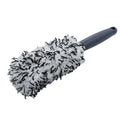 Long handled car wheel wash brush with ultra-fine fibre bristles in blue, black, and red colour options