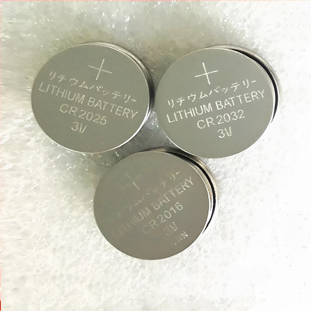 CR2032, CR2025 and CR2016 3 volt alkaline button batteries with 20mm diameter