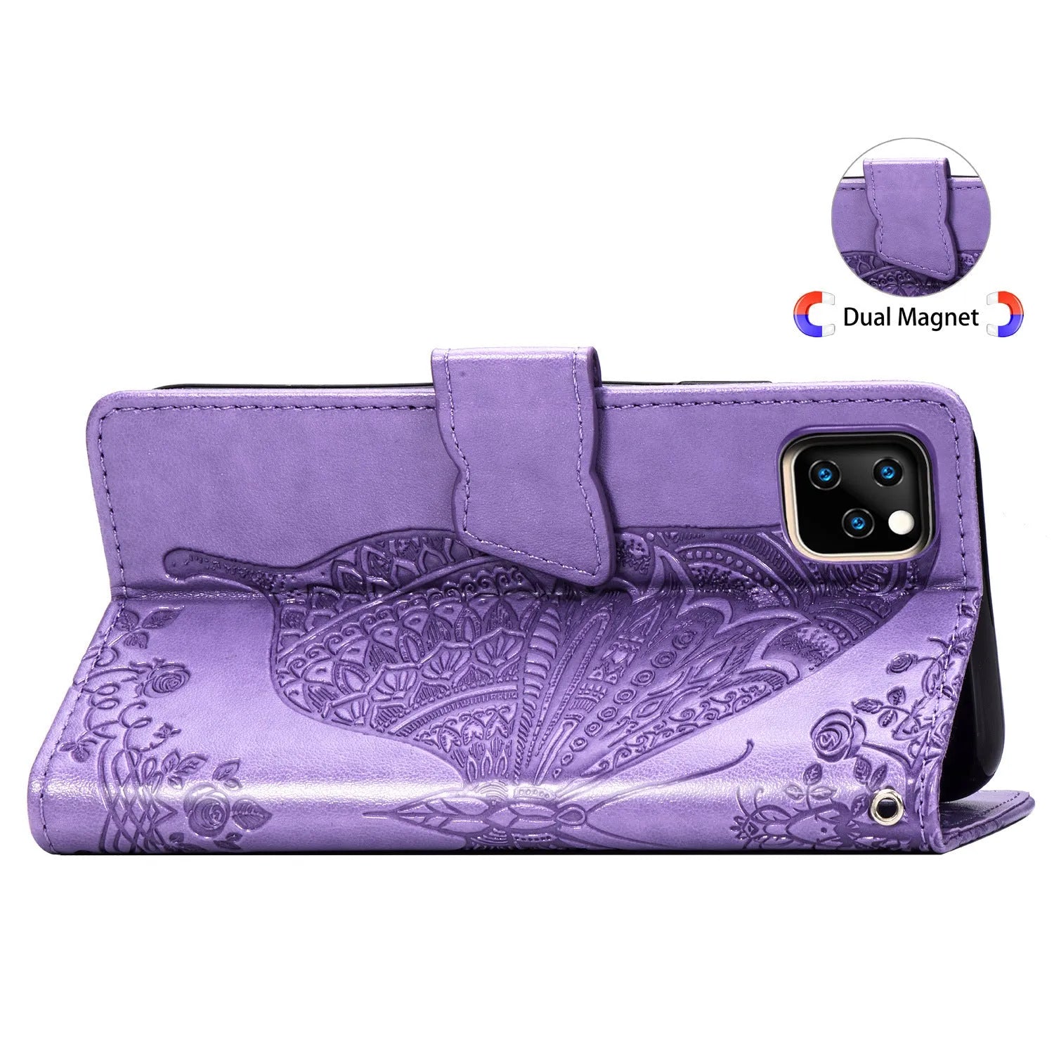 Flower butterfly embossed TPU phone case for Samsung, black colour, clamshell style