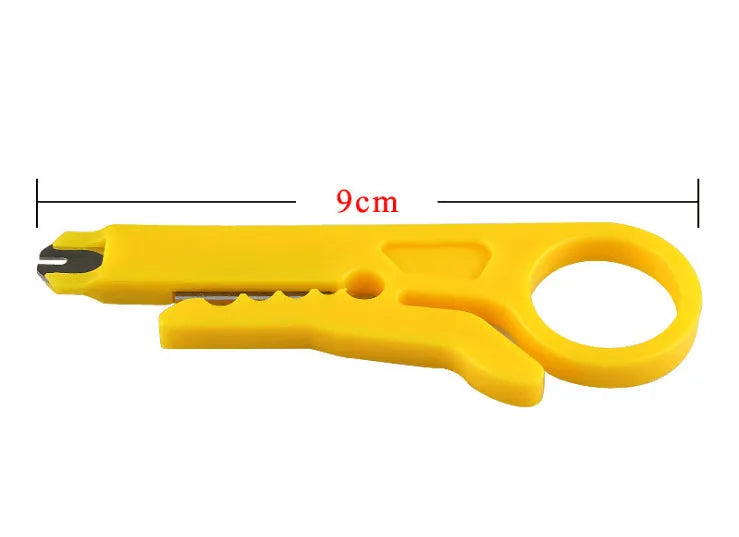 Yellow mini portable wire stripper tool with 0.6mm stripping diameter for network and telephone cables.