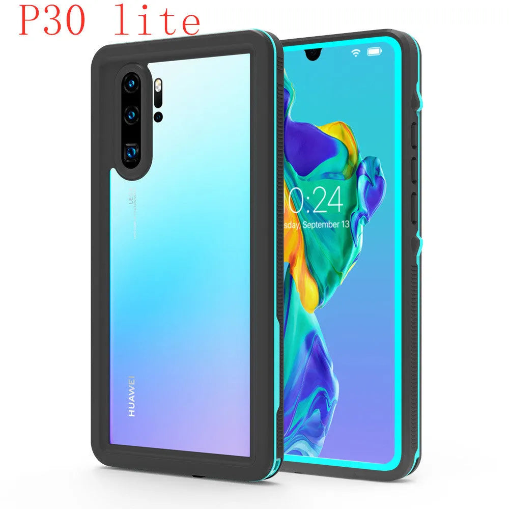 Huawei P30 Pro anti-drop phone case with wave point pattern in black or grass blue colour