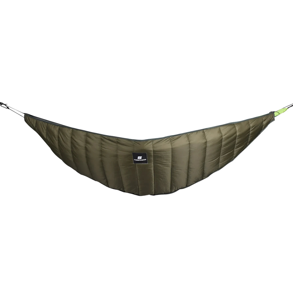 Army green lightweight full length hammock sleeping bag with 200g hollow cotton fill and compression bag