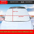 Aluminium foil car windshield cover with magnetic fasteners and reflective stripes for SUV winter protection