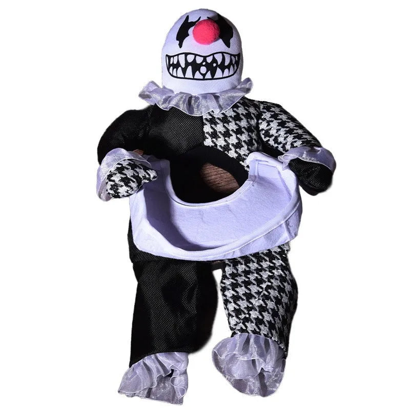 Halloween dog costume selection showing bat suit, devil outfit, and space clothing styles for pets
