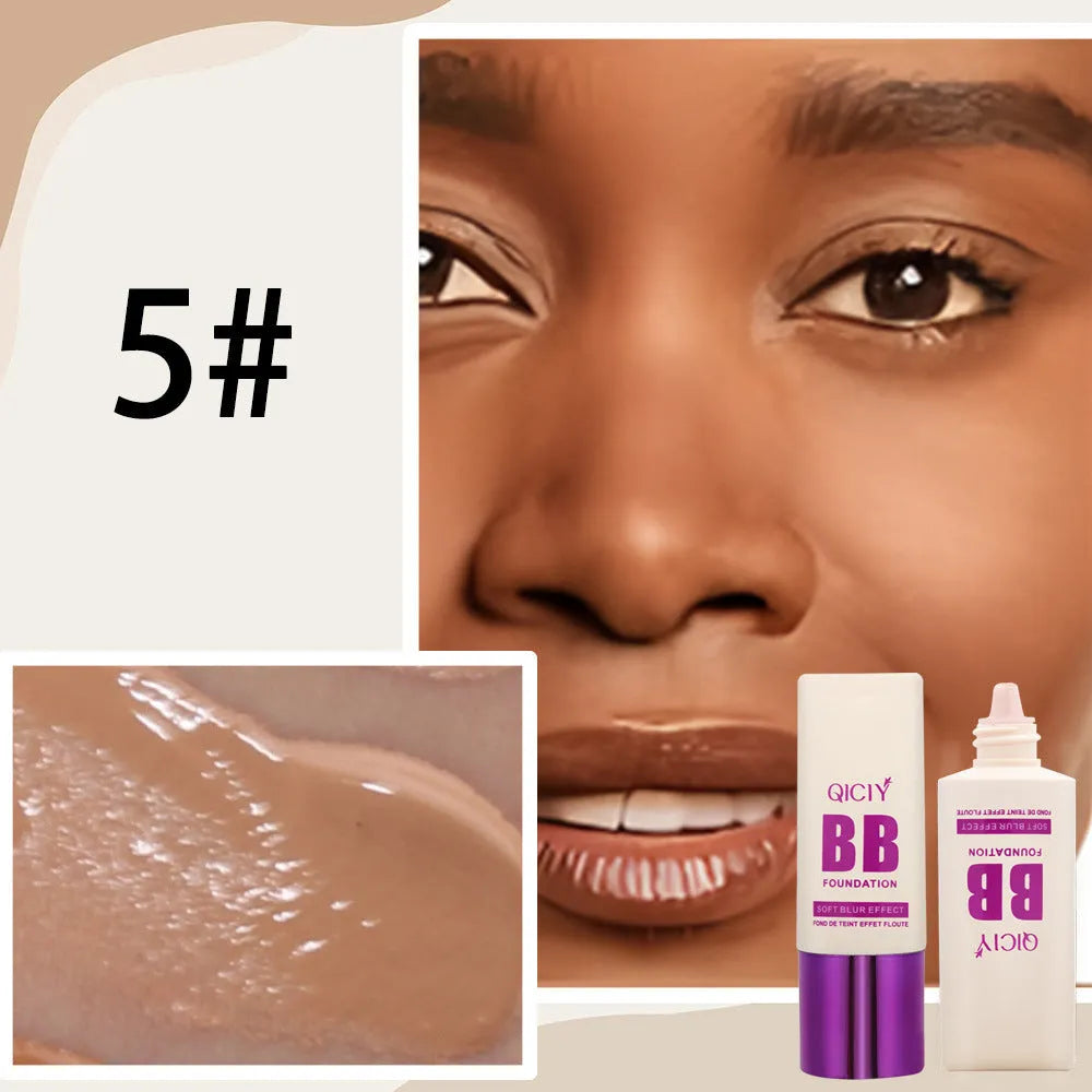 BB cream foundation in feeding bottle tube with ten colour shade options for brightening coverage