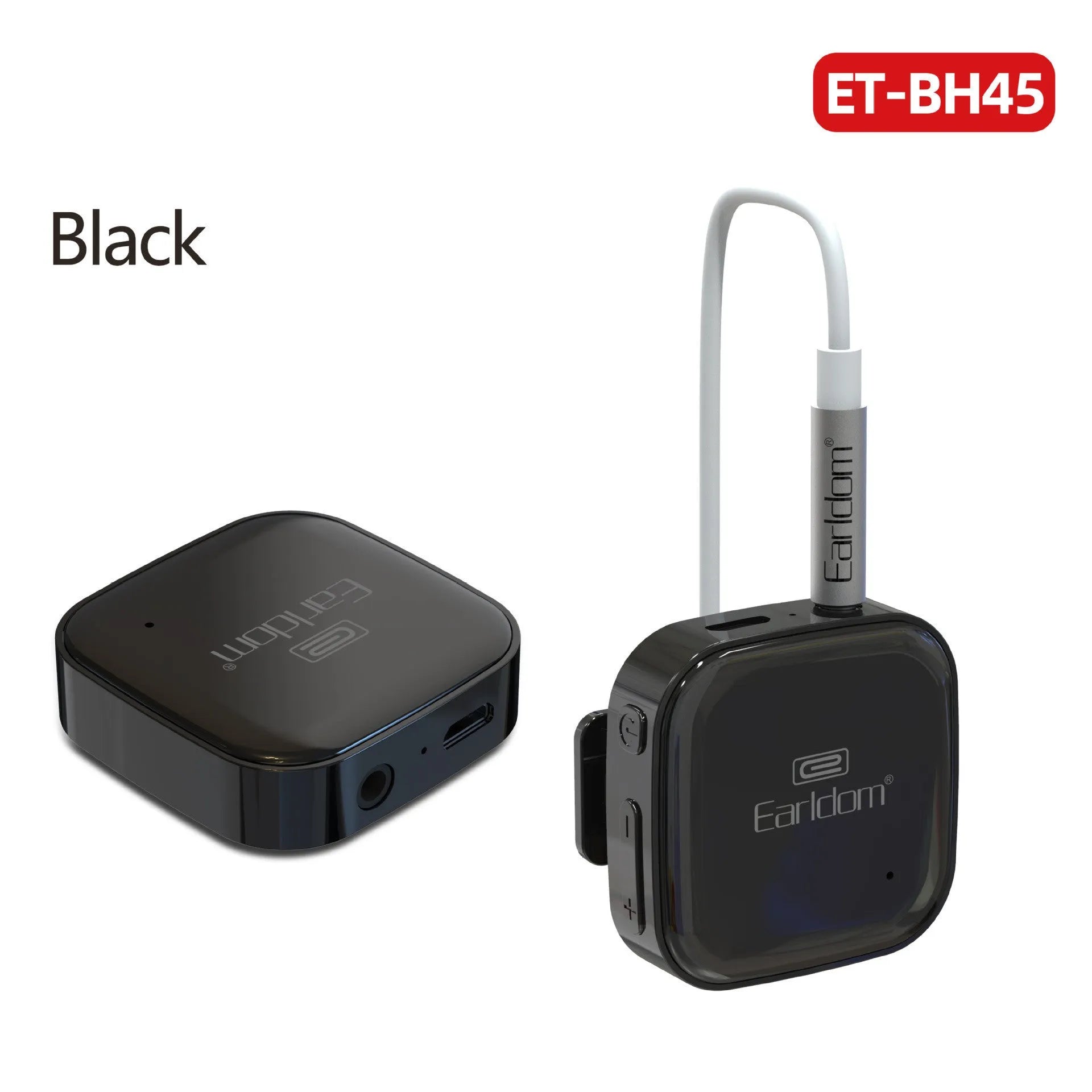 Bluetooth lavalier headset in black, grey, or red colours with 10-metre wireless range for hands-free communication