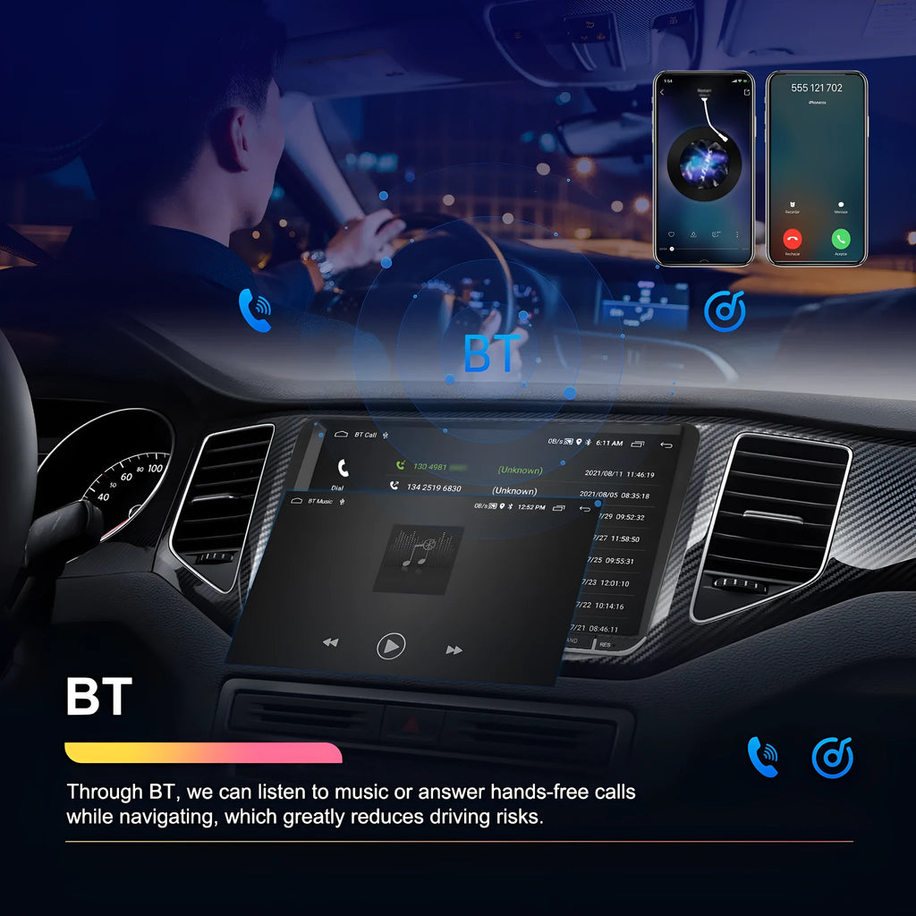 7-inch Android car head unit dashboard display showing GPS navigation map