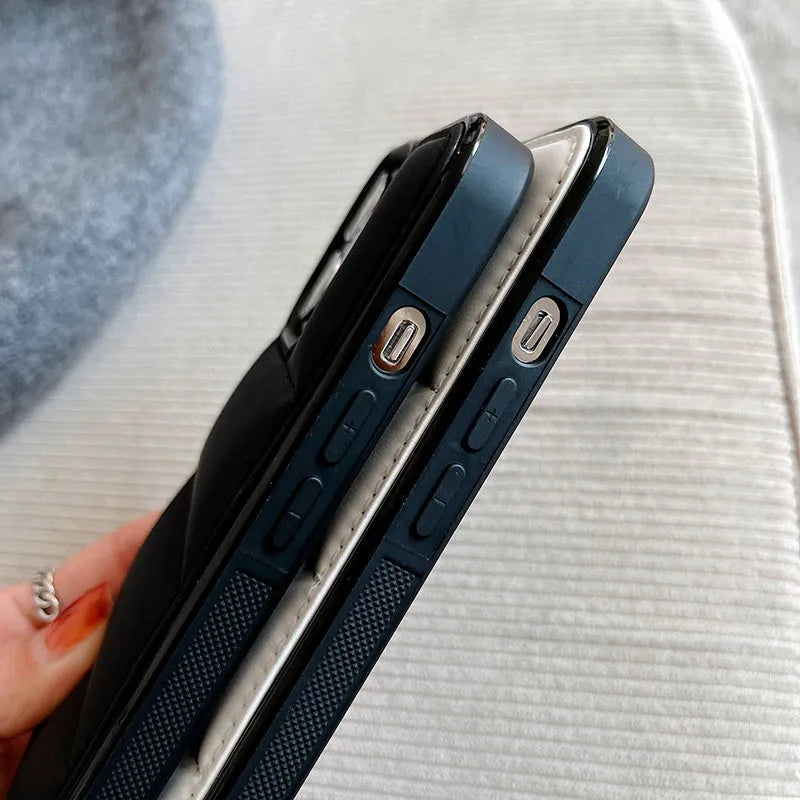 Candy down jacket shaped phone case for iPhone in solid colour.