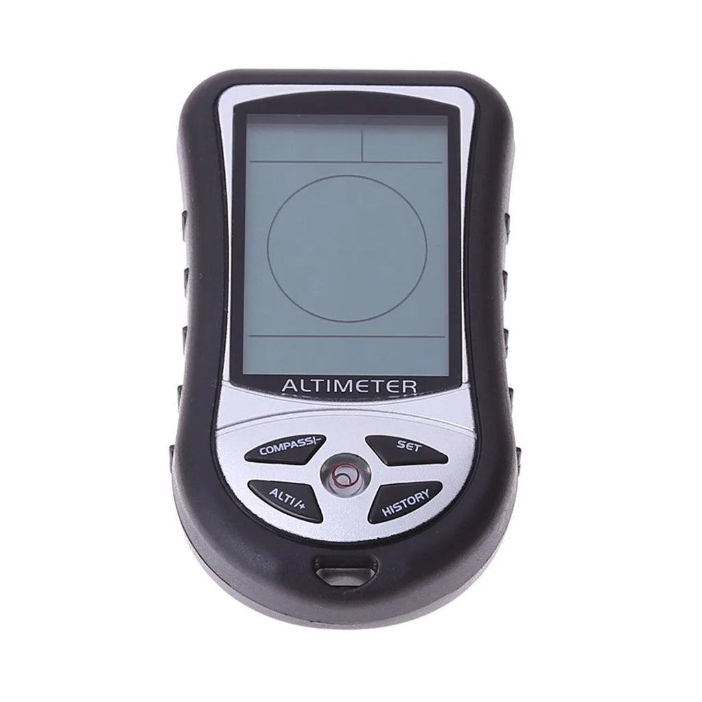 8-in-1 handheld digital altimeter 90x50x20mm ABS with compass, barometer and backlight for mountaineering and fishing