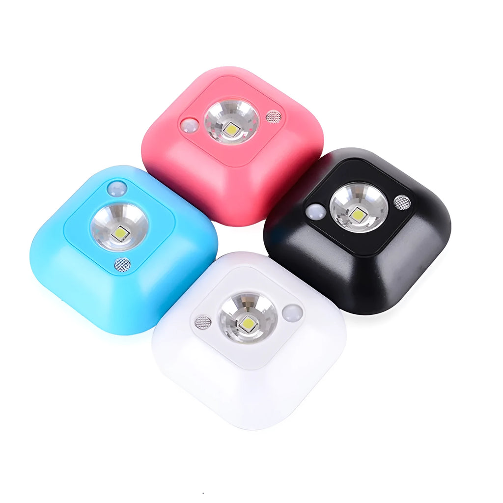 Mini infrared wireless motion sensor night light ceiling battery powered lamp 7x7x2.4cm white with dual sensors