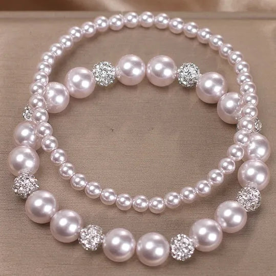 French Entry Lux rose violet micro inlay imitation pearl and zircon pink single layer bracelet for women