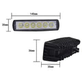 Black die-cast aluminium car auxiliary spotlight with six LEDs for off-road and night driving.