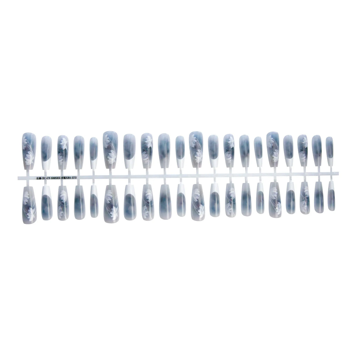 40PCS Chinese butterfly long ladder nail stickers in Qingzhi XB1-573, SMSXS sizes, glossy and unsealed layer options.