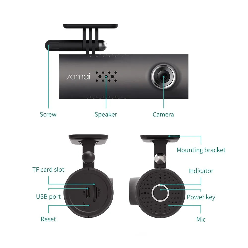 Car dash smart WiFi DVR with 1080P FHD, 130-degree wide-angle lens, voice control, and G-sensor