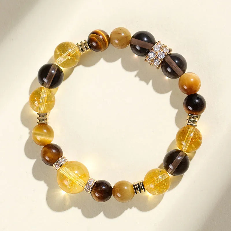 Women's natural yellow tower crystal string bracelet with 10mm artificial crystal beads