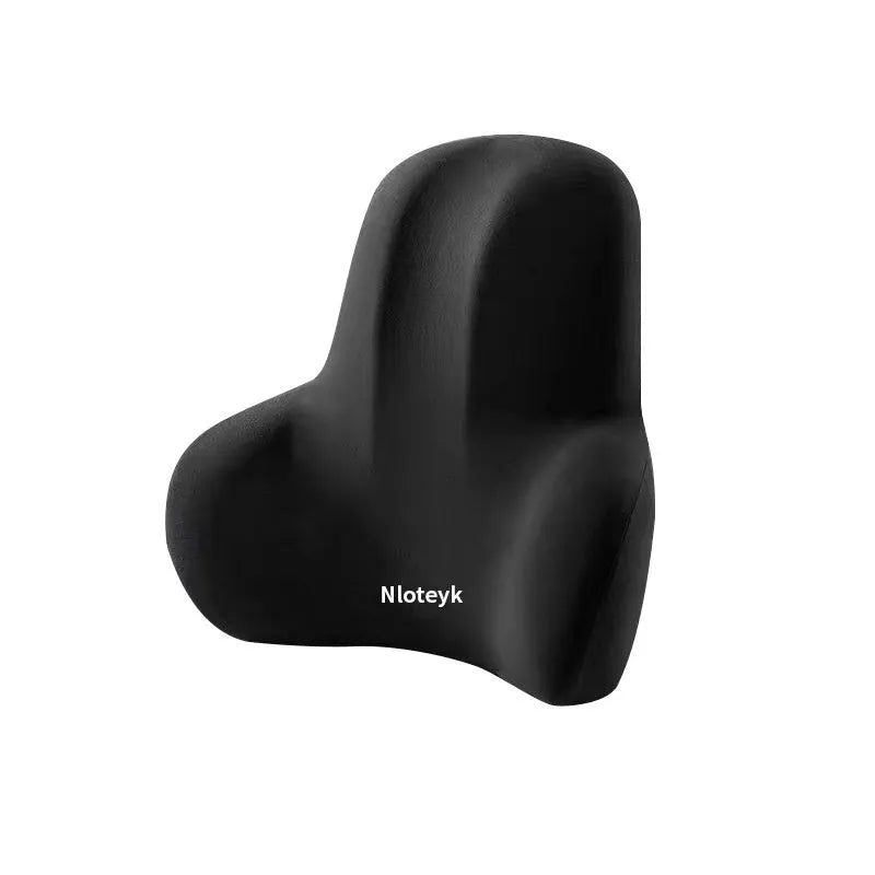 Four Seasons Universal Car Memory Foam Waist Cushion set with headrest lumbar support pillows in black suede