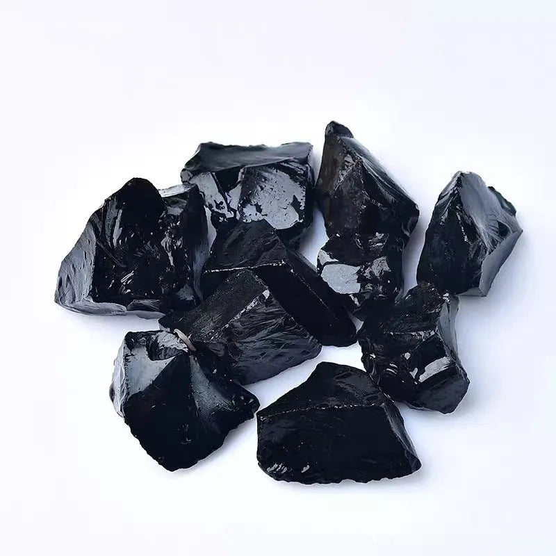 Natural obsidian rough stone large gravel black colour European style 100g pack