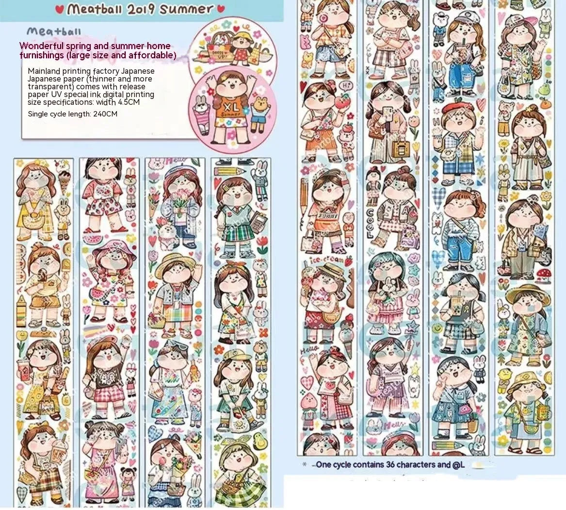 Colourful cartoon character stickers on Japanese paper for haemorrhoid tape packaging customisation