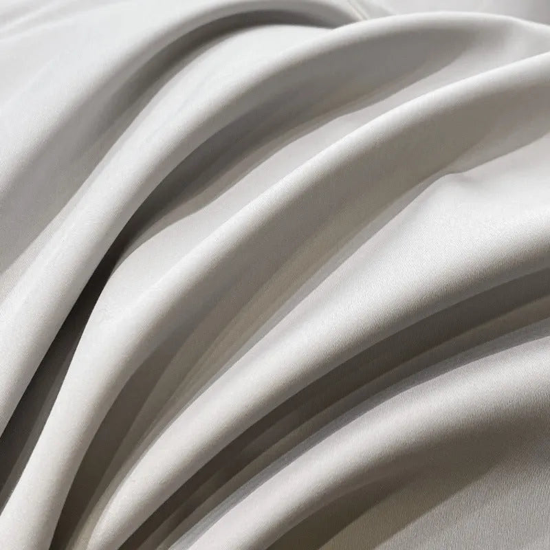 Pure cotton four-piece bedding set in Dove Gray with embroidery, 200x230 cm quilt cover