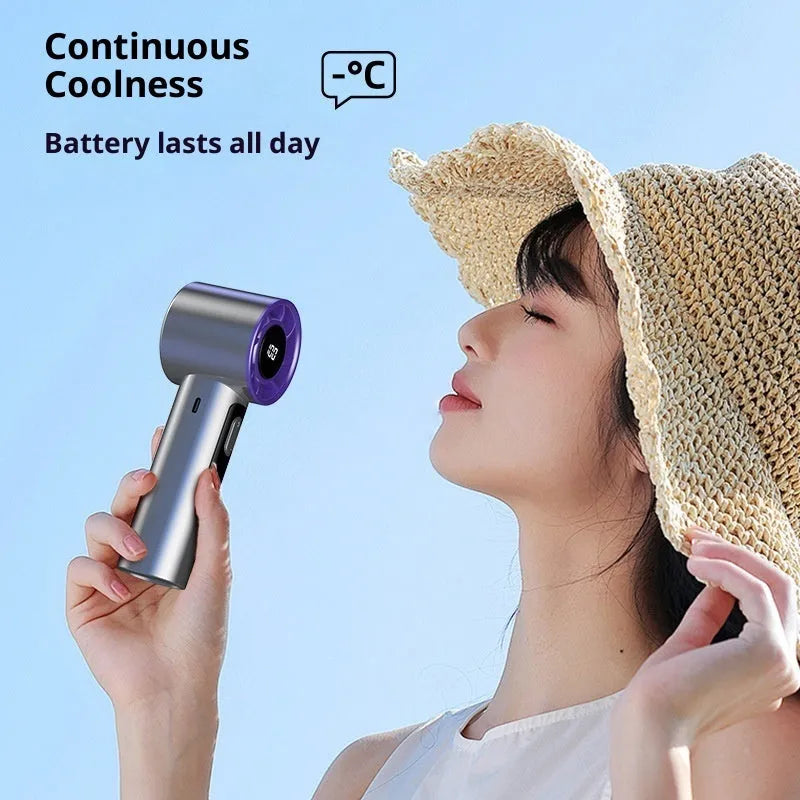 USB mini portable rechargeable R1 handheld fan in grey, pink or beige with six speed gears